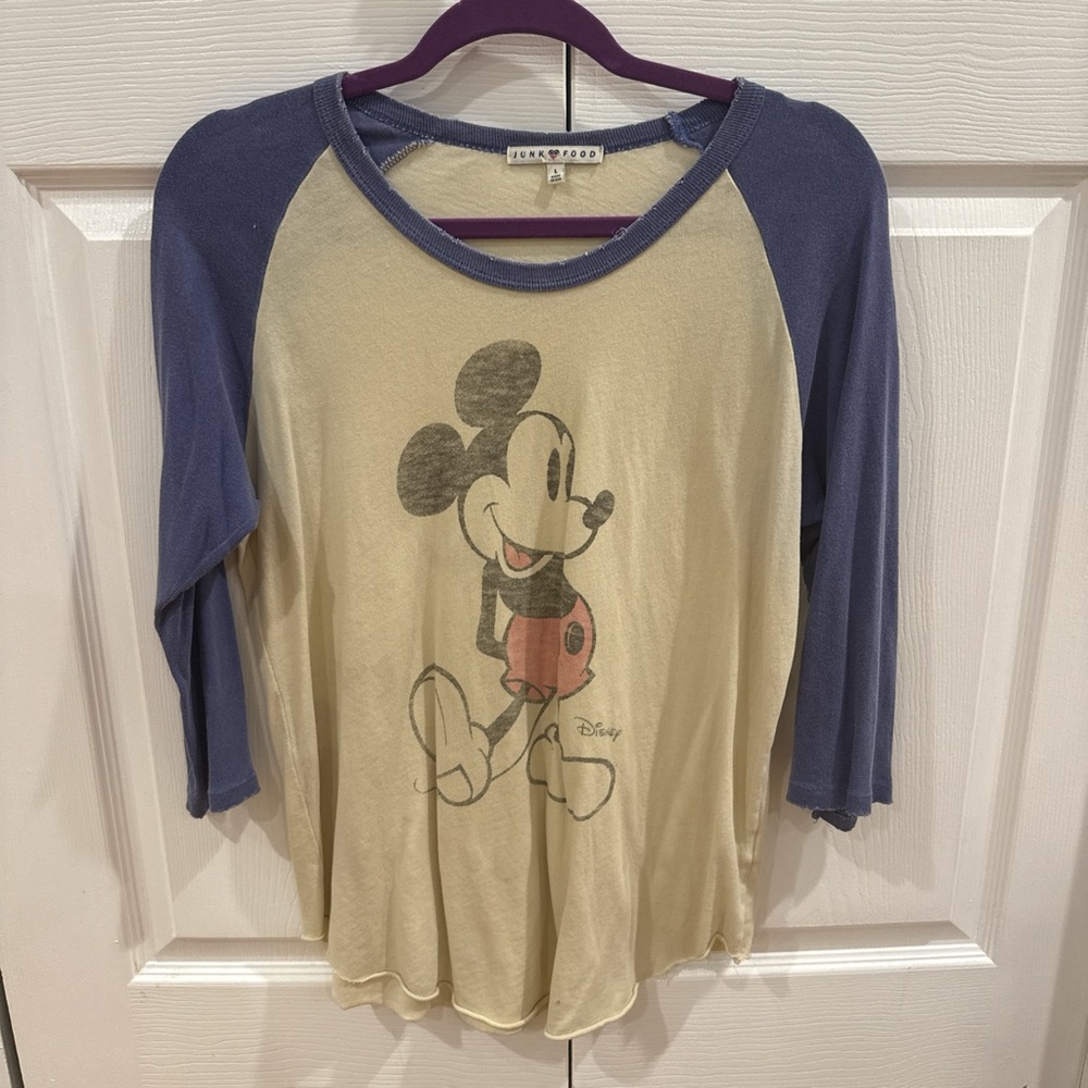 Junk food Mickey Mouse quarter sleeve women’s top